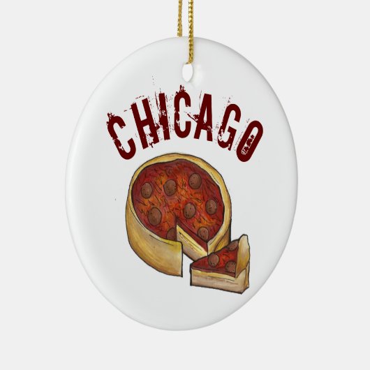 State Pride CHICAGO Illinois Deep Dish Pizza Keramisch Ornament (Rechts)