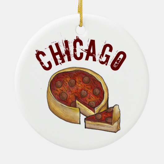 State Pride CHICAGO Illinois Deep Dish Pizza Keramisch Ornament (Achterkant)