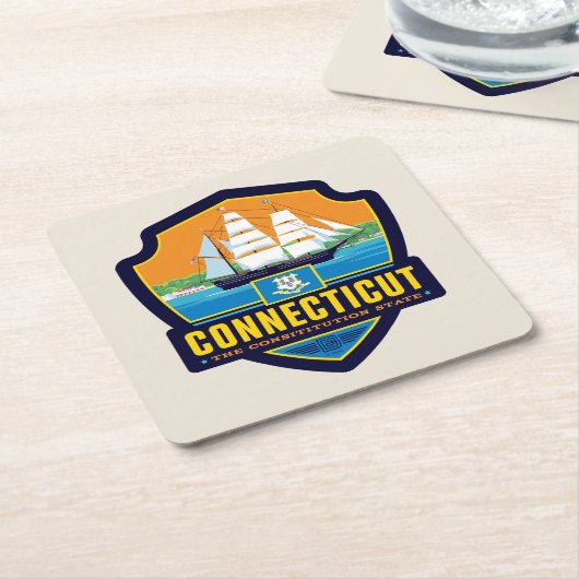 State Pride | Connecticut Kartonnen Onderzetters (Schuin)