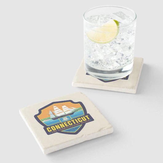 State Pride | Connecticut Stenen Onderzetter (Zijkant)