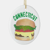 State Pride CT Connecticut Steamed Cheese Burger Keramisch Ornament (Rechts)