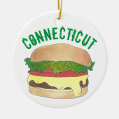 State Pride CT Connecticut Steamed Cheese Burger Keramisch Ornament (Voorkant)