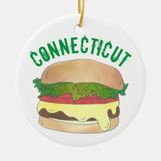 State Pride CT Connecticut Steamed Cheese Burger Keramisch Ornament (Voorkant)
