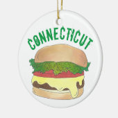 State Pride CT Connecticut Steamed Cheese Burger Keramisch Ornament (Links)