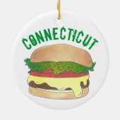 State Pride CT Connecticut Steamed Cheese Burger Keramisch Ornament (Achterkant)