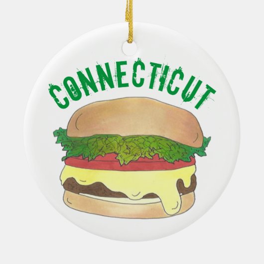 State Pride CT Connecticut Steamed Cheese Burger Keramisch Ornament (Achterkant)