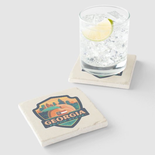 State Pride | Georgië Stenen Onderzetter (Zijkant)
