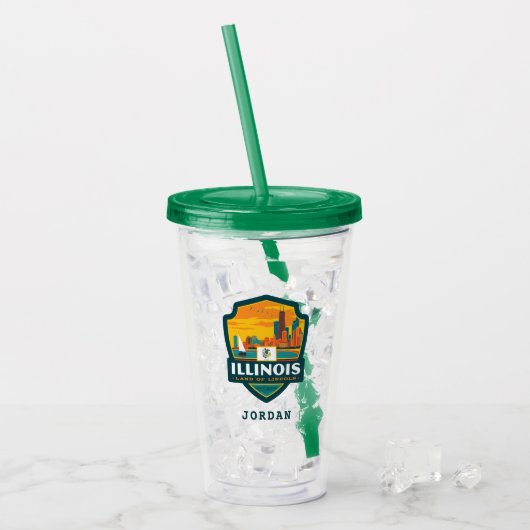 State Pride | Illinois Acryl Drinkbeker (Voorkant ijs)