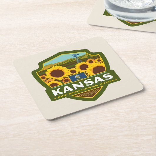 State Pride | Kansas Kartonnen Onderzetters (Schuin)