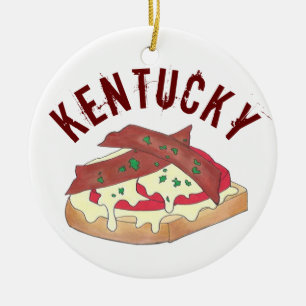 State Pride Kentucky Hot Brown Open Sandwich Keramisch Ornament