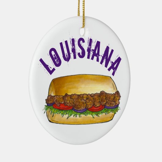 State Pride Louisiana Shrimp Po'Boy Sandwich Keramisch Ornament (Rechts)