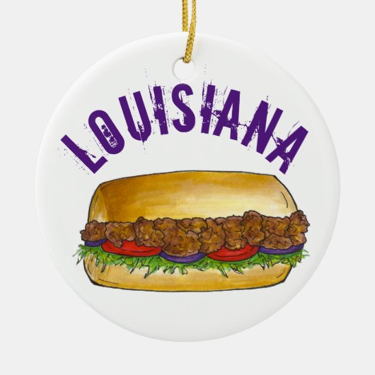 State Pride Louisiana Shrimp Po'Boy Sandwich Keramisch Ornament (Voorkant)