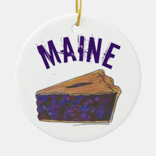 State Pride Maine Blueberry Pie Slice Keramisch Ornament