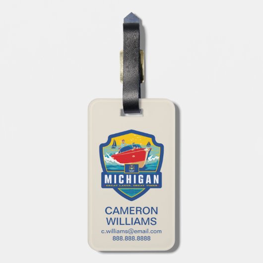 State Pride | Michigan Bagagelabel (Achterkant verticaal)