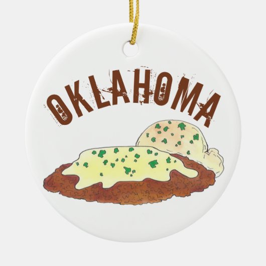 State Pride Oklahoma OK Chicken Fried Steak Keramisch Ornament (Voorkant)
