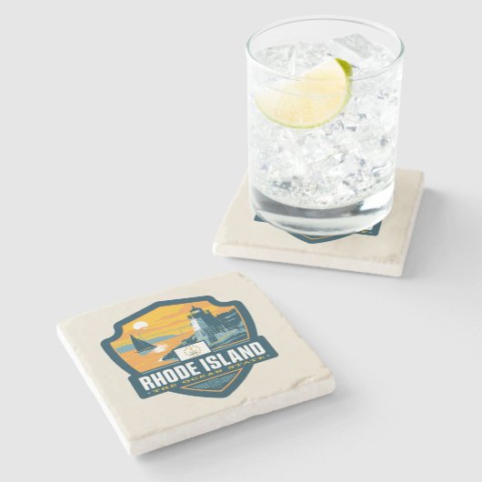 State Pride | Rhode Island Stenen Onderzetter (Zijkant)