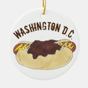 State Pride Washington DC Smoke Chili Hot Dog Keramisch Ornament