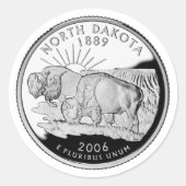 State Quarter Faux North Dakota Ronde Sticker (Voorkant)