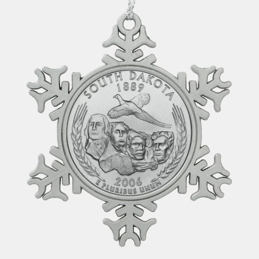 State Quarter South Dakota Tin Sneeuwvlok Ornament (Voorkant)