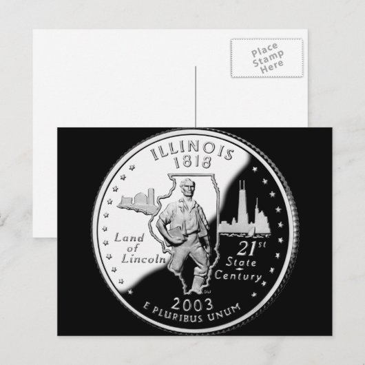 State Quarter van Illinois Reverse Side Faux Briefkaart (Voorkant / Achterkant)