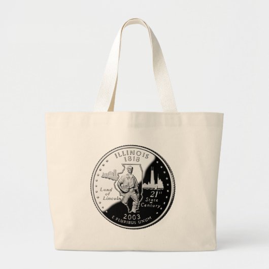 State Quarter van Illinois Reverse Side Faux Grote Tote Bag (Voorkant)
