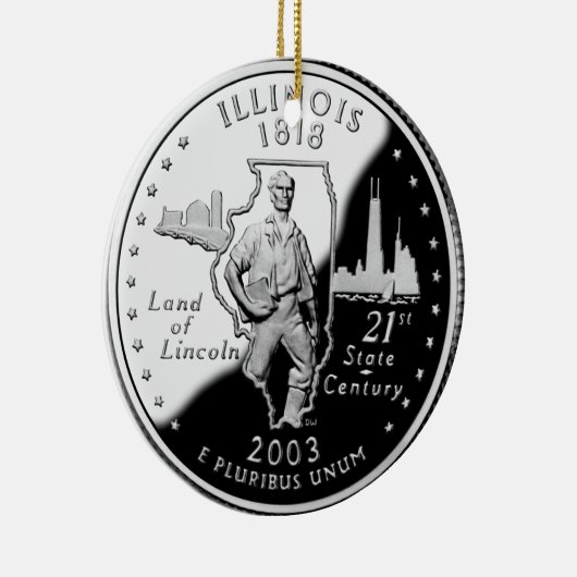 State Quarter van Illinois Reverse Side Faux Keramisch Ornament (Rechts)