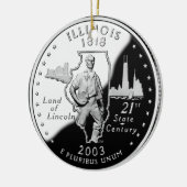 State Quarter van Illinois Reverse Side Faux Keramisch Ornament (Links)