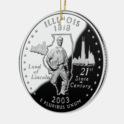 State Quarter van Illinois Reverse Side Faux Keramisch Ornament (Links)