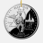 State Quarter van Illinois Reverse Side Faux Keramisch Ornament (Achterkant)