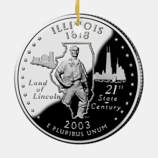 State Quarter van Illinois Reverse Side Faux Keramisch Ornament (Achterkant)