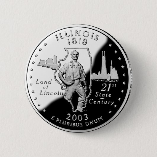 State Quarter van Illinois Reverse Side Faux Ronde Button 5,7 Cm (Voorkant)