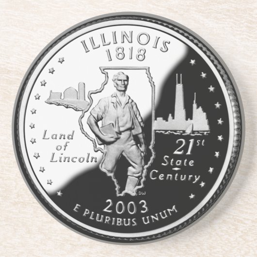 State Quarter van Illinois Reverse Side Faux Zandsteen Onderzetter (Voorkant)