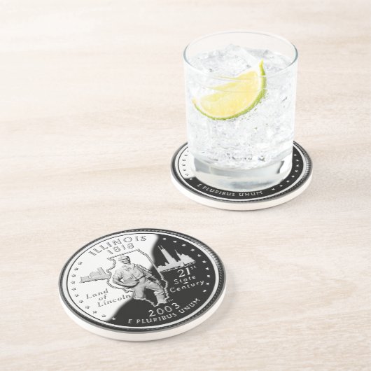 State Quarter van Illinois Reverse Side Faux Zandsteen Onderzetter (Zijkant)