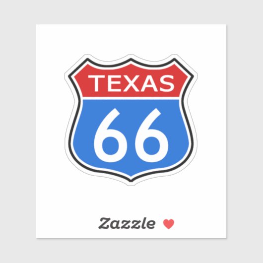 State Route 66 Reizen Texas Sticker (Vel)