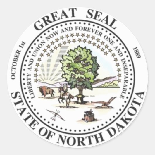 State Seal North Dakota Ronde Sticker (Voorkant)