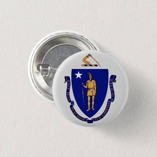 State Seal of Massachusetts Ronde Button 3,2 Cm (Voorkant /achterkant)