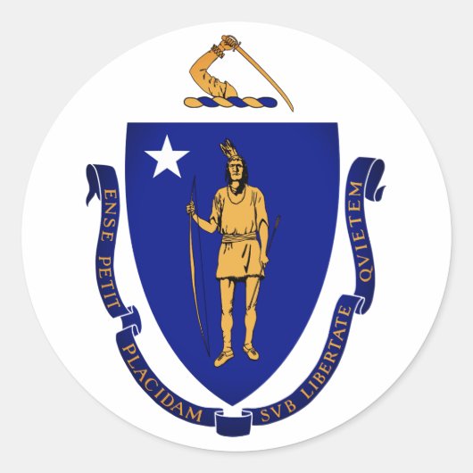 State Seal of Massachusetts Ronde Sticker (Voorkant)