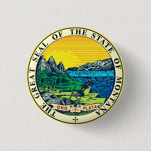 State Seal of Montana (VS) Ronde Button 3,2 Cm (Voorkant)