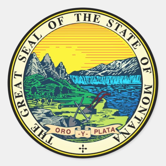 State Seal of Montana (VS) Ronde Sticker (Voorkant)