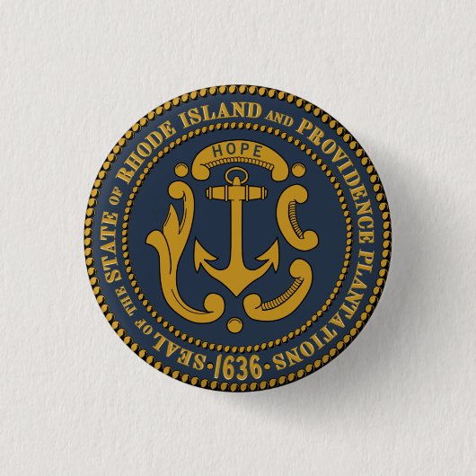 State Seal of Rhode Island Ronde Button 3,2 Cm (Voorkant)