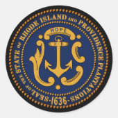 State Seal of Rhode Island Ronde Sticker (Voorkant)