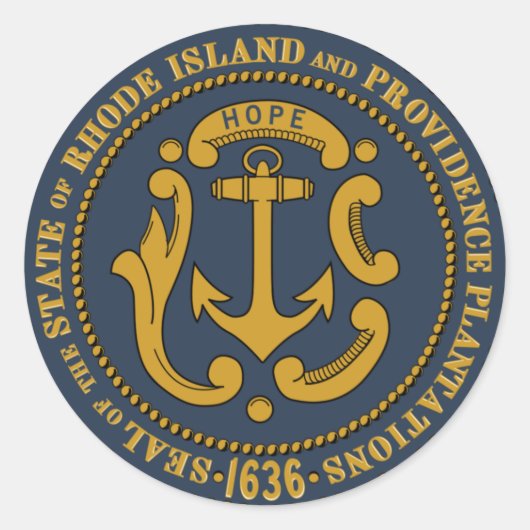 State Seal of Rhode Island Ronde Sticker (Voorkant)