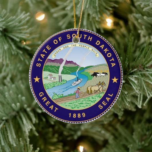 State Seal of South Dakota Keramisch Ornament (Boom)
