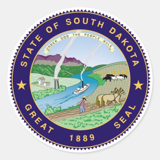 State Seal of South Dakota Ronde Sticker (Voorkant)