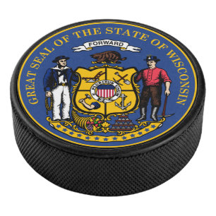 State Seal of Wisconsin Hockey Puck