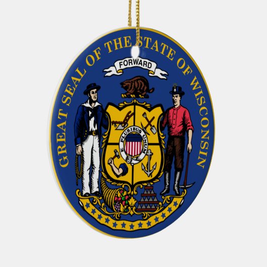 State Seal of Wisconsin Keramisch Ornament (Rechts)