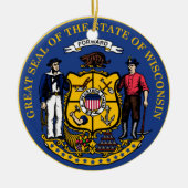 State Seal of Wisconsin Keramisch Ornament (Voorkant)