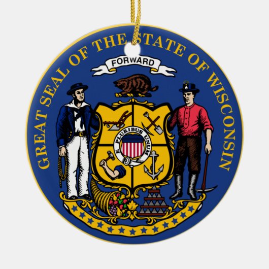 State Seal of Wisconsin Keramisch Ornament (Voorkant)