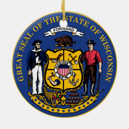 State Seal of Wisconsin Keramisch Ornament (Achterkant)