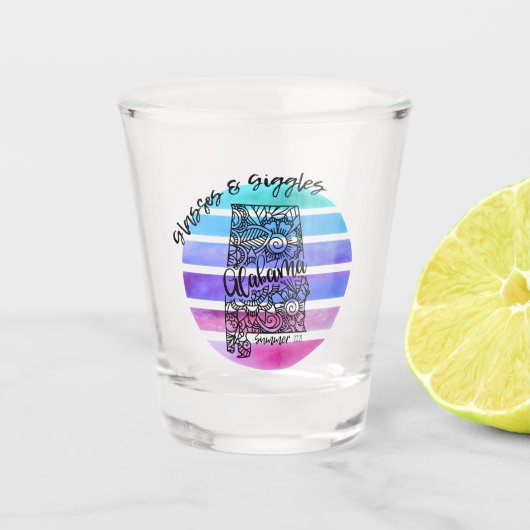 State Shot Glass Alabama Giggles Glas (Voorkant)